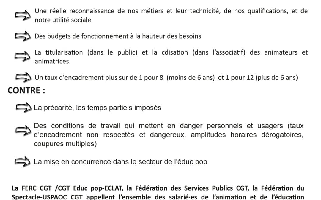 Appel à la grève pour les salariés de l’animation et de l’éducation populaire le 30 juin